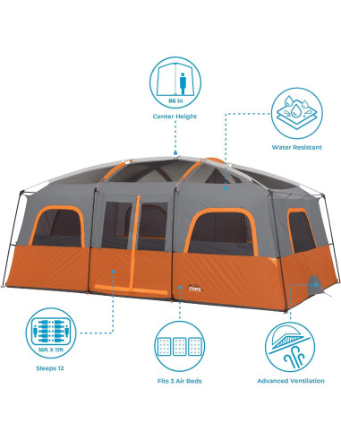 Carpa de Pared Rectangular CORE para 12 Personas con Base