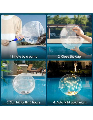Luces de piscina flotantes solares numiko - LED 35.56 cm, 2 unidades