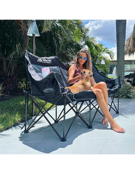 Silla de Camping Plegable Huskfirm para 3 Personas con Cojín Silla de Camping Plegable Huskfirm para 3 Personas con Cojín