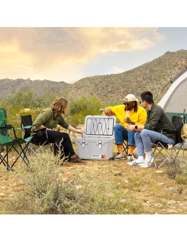 Cooler Duro IRIS USA 44 Qt Aislado Gris Claro con Correa Bungee