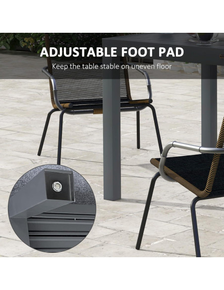 Mesa de Comedor Expandible Outsunny para Patio Gris 4-6 Personas Mesa de Comedor Expandible Outsunny para Patio Gris 4-6 Personas