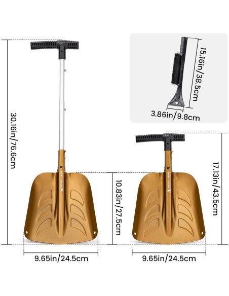 Pala de Nieve Plegable OneTigris 66 cm con Cepillo Raspador Pala de Nieve Plegable OneTigris 66 cm con Cepillo Raspador