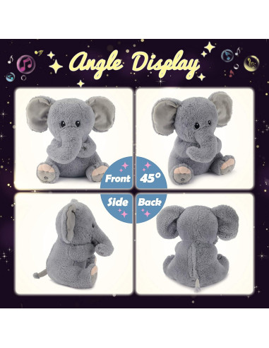 Elefante de Peluche Musical LED Hopearl 28 cm con Luz y Volumen Ajustable