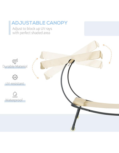 Cama Hamaca de Patio Outsunny con Dosel Ajustable Beige