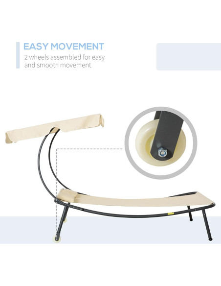 Cama Hamaca de Patio Outsunny con Dosel Ajustable Beige Cama Hamaca de Patio Outsunny con Dosel Ajustable Beige