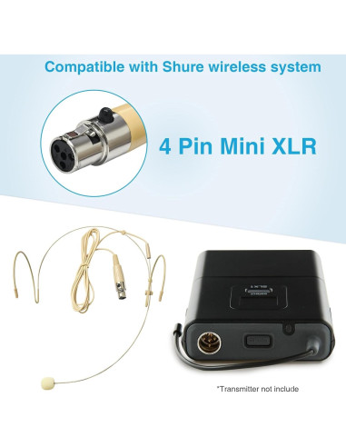 Paquete de 2 Micrófonos de Auricular Doble Beige con Cable 1.5m
