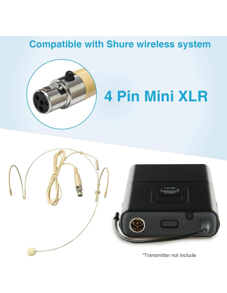 Paquete de 2 Micrófonos de Auricular Doble Beige con Cable 1.5m Paquete de 2 Micrófonos de Auricular Doble Beige con Cable 1.5m