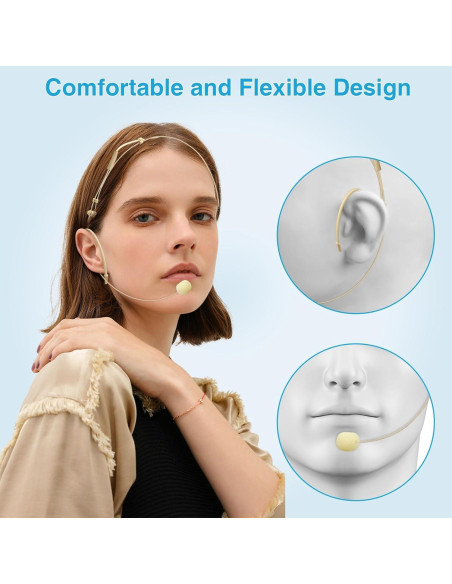 Paquete de 2 Micrófonos de Auricular Doble Beige con Cable 1.5m Paquete de 2 Micrófonos de Auricular Doble Beige con Cable 1.5m