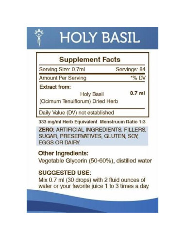 Extracto de Albahaca Sagrada Sin Alcohol 59.15 ml Secretos de la Tribu