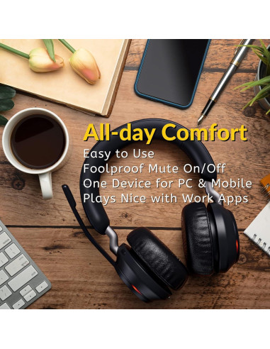 Auricular Inalámbrico Jabra Evolve2 65 UC - Bluetooth, 36h Batería
