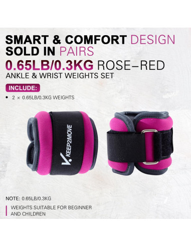 Pesas de Tobillo KEEP2MOVE 0.3Kg x 2 Ajustables Neopreno