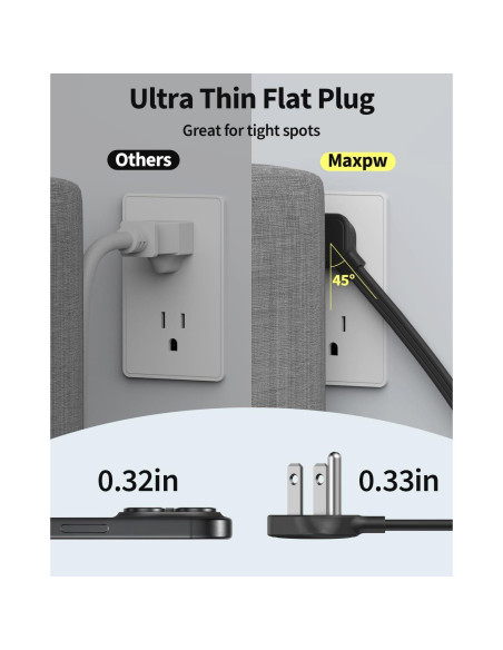 Regleta de Sobretensión Maxpw 6 Pies 7 Salidas 4 USB Negro Regleta de Sobretensión Maxpw 6 Pies 7 Salidas 4 USB Negro