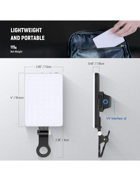 Luz LED NEEWER NL-60AI Recargable 2000mAh con Soporte Luz LED NEEWER NL-60AI Recargable 2000mAh con Soporte
