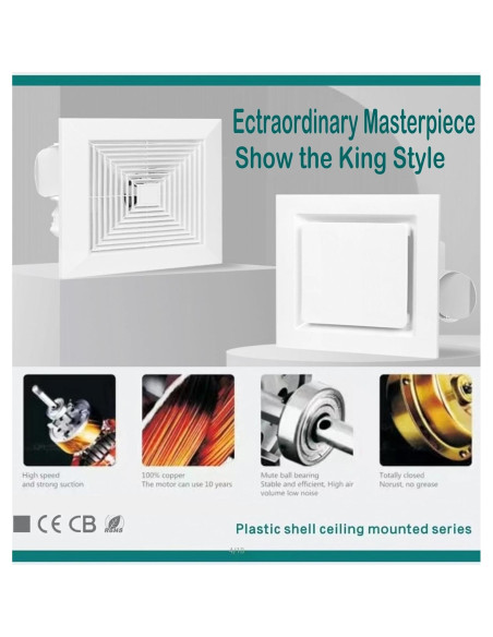 Ventilador Extractor de Baño Aydomer 126 CFM 35W 1.2 Sones Ventilador Extractor de Baño Aydomer 126 CFM 35W 1.2 Sones