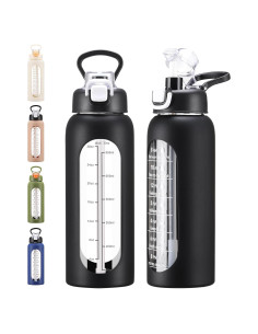 Botella de Agua de Vidrio 0.91L Chunmo con Pajilla y Manga