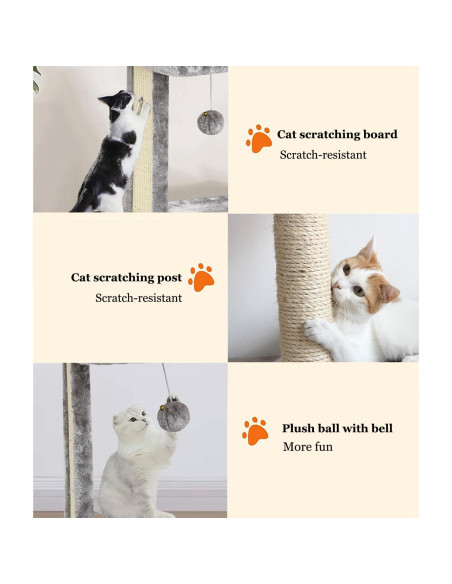 Árbol Rascador para Gatos SYANDLVY con Perchero y 2 Bolas Árbol Rascador para Gatos SYANDLVY con Perchero y 2 Bolas