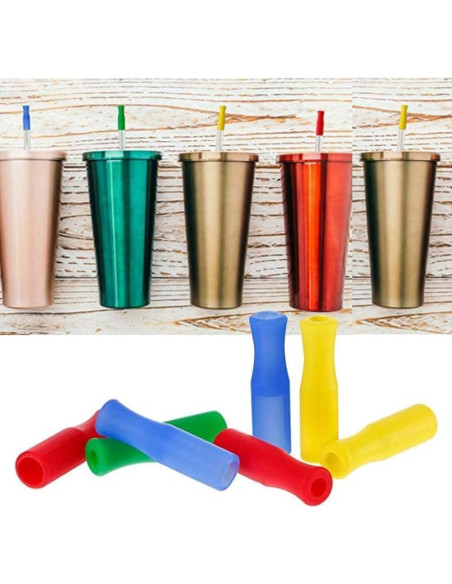 20 Consejos de Silicona Coloridos Rosojodg para Pajitas de Metal 20 Consejos de Silicona Coloridos Rosojodg para Pajitas de Metal