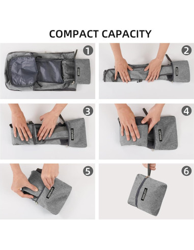 Mochila de Senderismo Plegable 15L Gris con Soporte para Teléfono