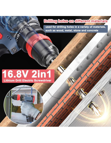 Destornillador Eléctrico Inalámbrico Weytoll 16.8V 2en1 45Nm