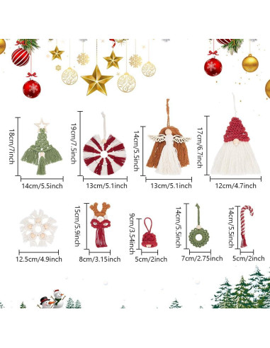 Kit de Adornos Navideños de Macrame ORIGACH 9 Piezas DIY