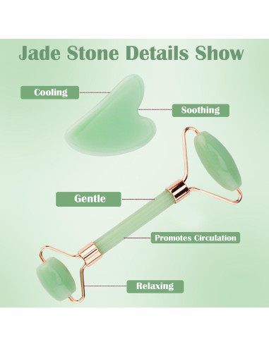 Rodillo de Jade y Gua Sha CUBACO 5 en 1 para Cuidado Facial