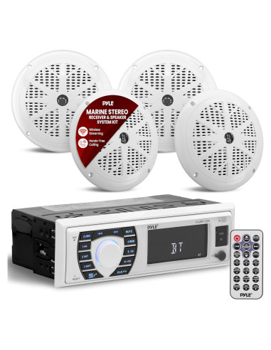 Receptor de Radio Marina Pyle PLMRKT38W Bluetooth 12V con 4 Altavoces