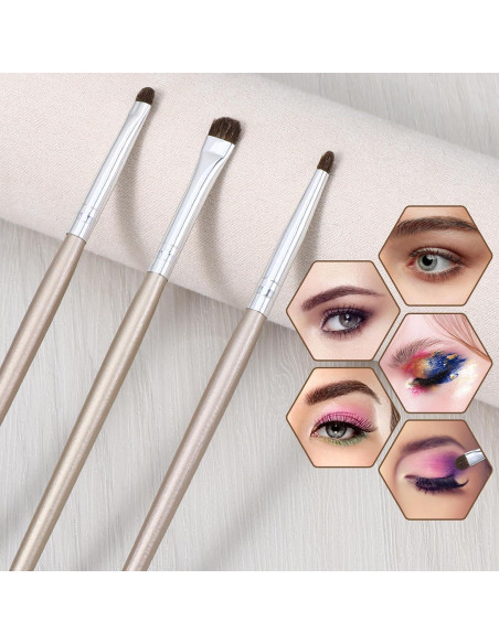 Set de 3 Brochas Planas para Delineador Bremorou Oro Claro Set de 3 Brochas Planas para Delineador Bremorou Oro Claro