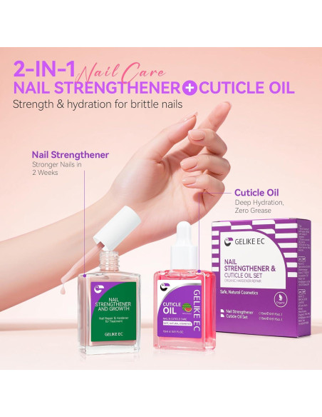 Kit de Cuidado de Uñas Gelike EC - Fortalecedor y Aceite 15ml Kit de Cuidado de Uñas Gelike EC - Fortalecedor y Aceite 15ml