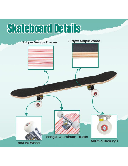 Patineta Completa UHMLTCRBOD 31" x 8" 7 Capas Arce Roja Patineta Completa UHMLTCRBOD 31" x 8" 7 Capas Arce Roja
