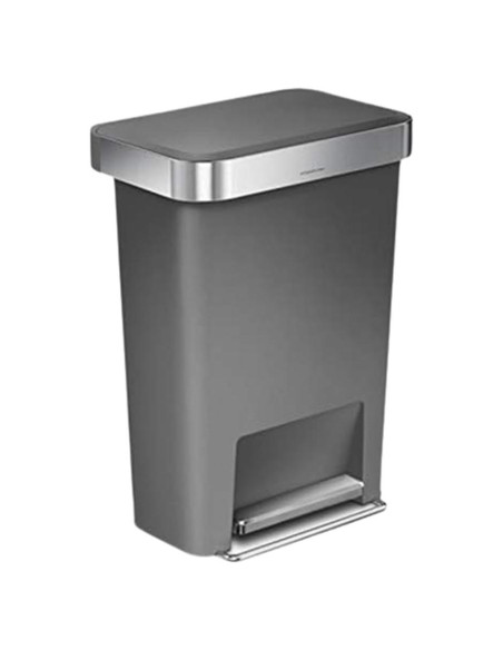 Cubo de Basura Rectangular 45L simplehuman Gris con Tapa Cierre Suave Cubo de Basura Rectangular 45L simplehuman Gris con Tapa Cierre Suave