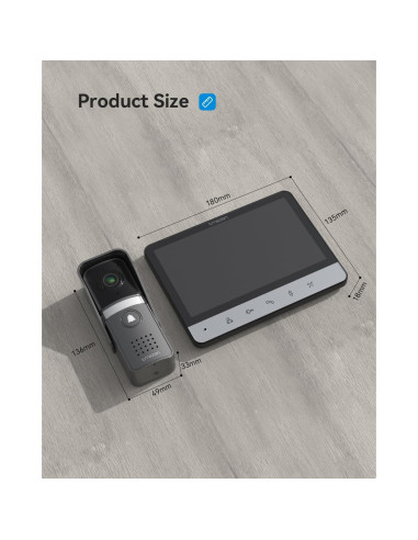 Intercomunicador de Video TMEZON 7" con Cámara y Monitores