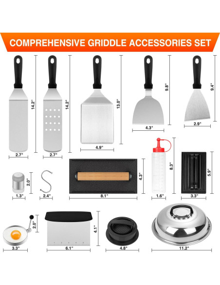 Kit de Accesorios para Parrilla Blackstone 25 Piezas Acero Inoxidable Kit de Accesorios para Parrilla Blackstone 25 Piezas Acero Inoxidable