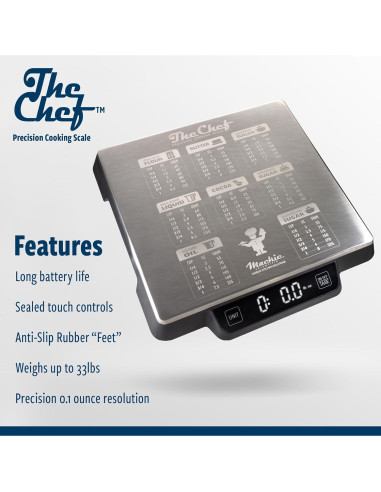 Báscula Digital de Cocina Mackie V1 - 15kg, Precisión 1g, Acero Inoxidable