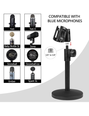 Soporte de Micrófono Geekria Telescópico Ajustable Negro