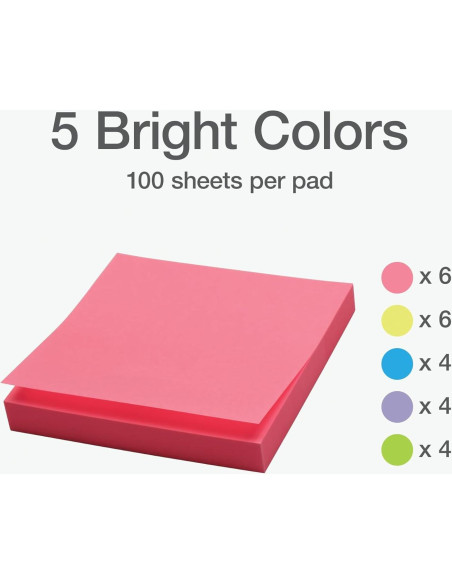 Notas Adhesivas Redi-Tag 7.62x7.62 cm, Paquete de 24, Colores Brillantes Notas Adhesivas Redi-Tag 7.62x7.62 cm, Paquete de 24, Colores Brillantes
