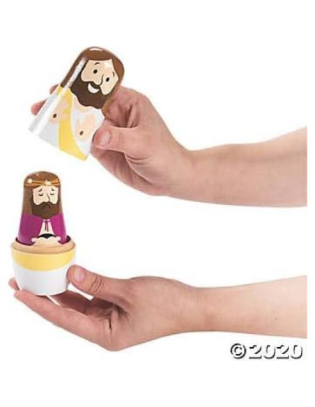 Muñecas Apilables Vida de Jesús - 5 Piezas Madera Muñecas Apilables Vida de Jesús - 5 Piezas Madera