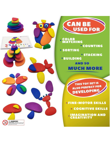Juego de piedras educativas Shape28 para apilar y clasificar 70 piezas