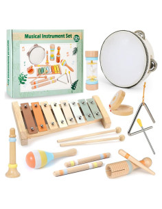 Instrumentos Musicales de Madera Geavo - 9 Piezas Montessori