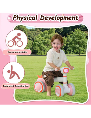 Bicicleta de Equilibrio OULAIZ Rosa para Bebés 1-3 Años