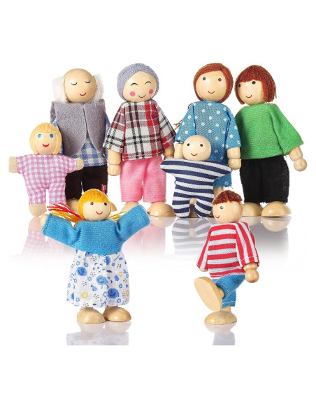 Conjunto de Muñecas de Madera Jzszera - 8 Figuras Flexibles Conjunto de Muñecas de Madera Jzszera - 8 Figuras Flexibles