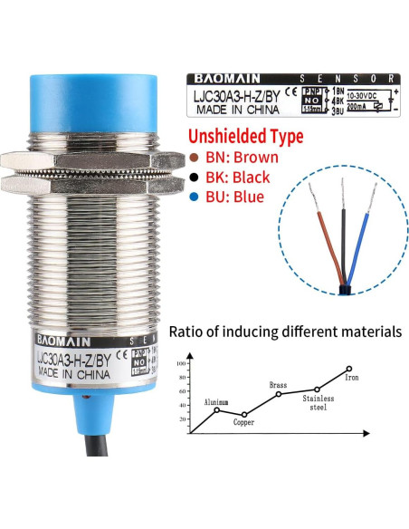 Sensor de Proximidad Capacitivo Baomain LJC30A3-H-Z/BY 10-30V Sensor de Proximidad Capacitivo Baomain LJC30A3-H-Z/BY 10-30V