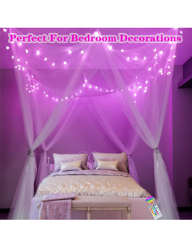 Dosel de Cama Blanco con Luces LED de 24 Colores OYCBUZO