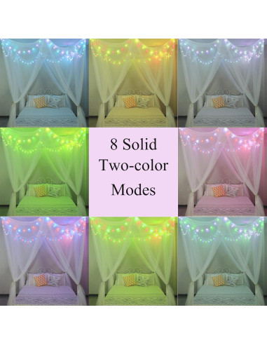 Dosel de Cama Blanco con Luces LED de 24 Colores OYCBUZO
