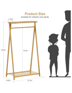 Perchero de Bambú Jotboom para Niños con 2 Estantes 126.5 cm 2