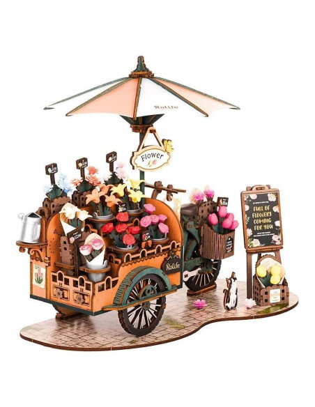 Rompecabezas 3D de Madera Rolife Carrito de Flores 31.4x23.1cm Rompecabezas 3D de Madera Rolife Carrito de Flores 31.4x23.1cm