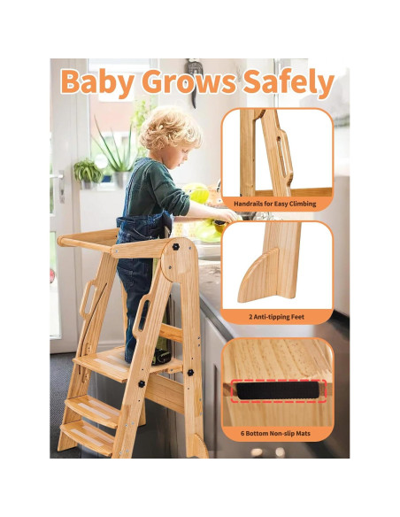 Torre Plegable Montessori Pourvotre para Niños 3-6 Años Torre Plegable Montessori Pourvotre para Niños 3-6 Años