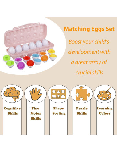 Huevos de Emparejamiento Hhyn para Niños - 12 Piezas Rosa
