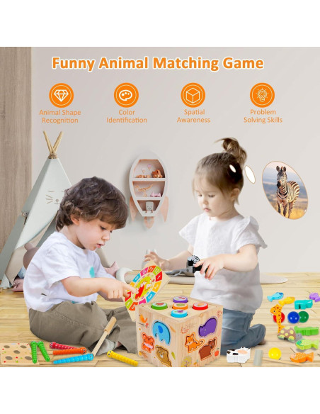 Cubo de Actividad de Madera 8 en 1 HOLA PUZZLE para Niños Cubo de Actividad de Madera 8 en 1 HOLA PUZZLE para Niños