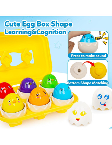 Juguetes de Huevo Geométricos Montessori FQKIOMY 6 Piezas