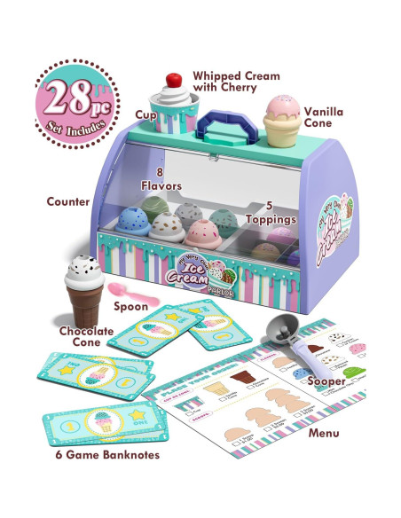 Juego de Tienda de Helados Lehoo para Niños 3-8 Años Juego de Tienda de Helados Lehoo para Niños 3-8 Años